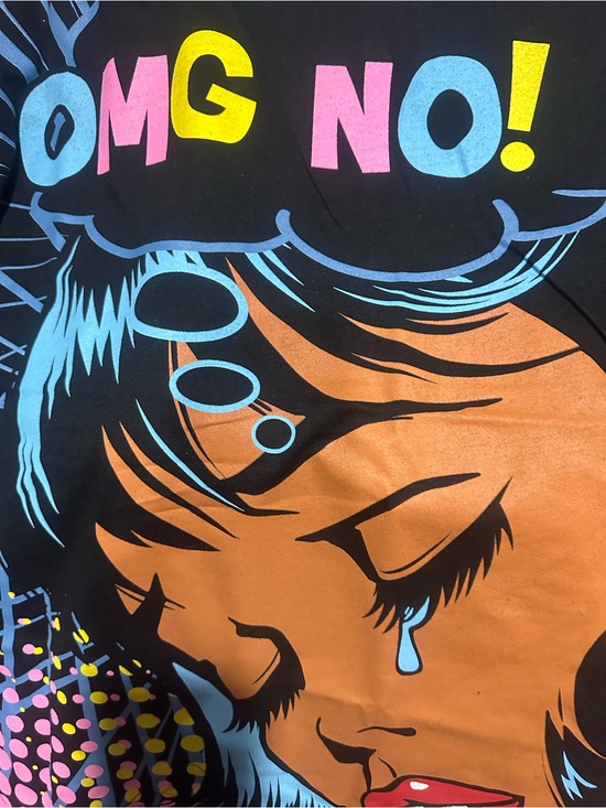 Brisco Tops - Black Graphic "OMG NO!" Pop Art Tee